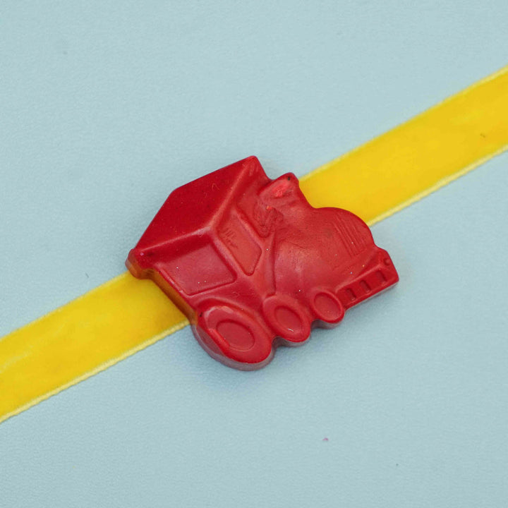 Handmade Train Crayon Kids Rakhi With Roli Chawal