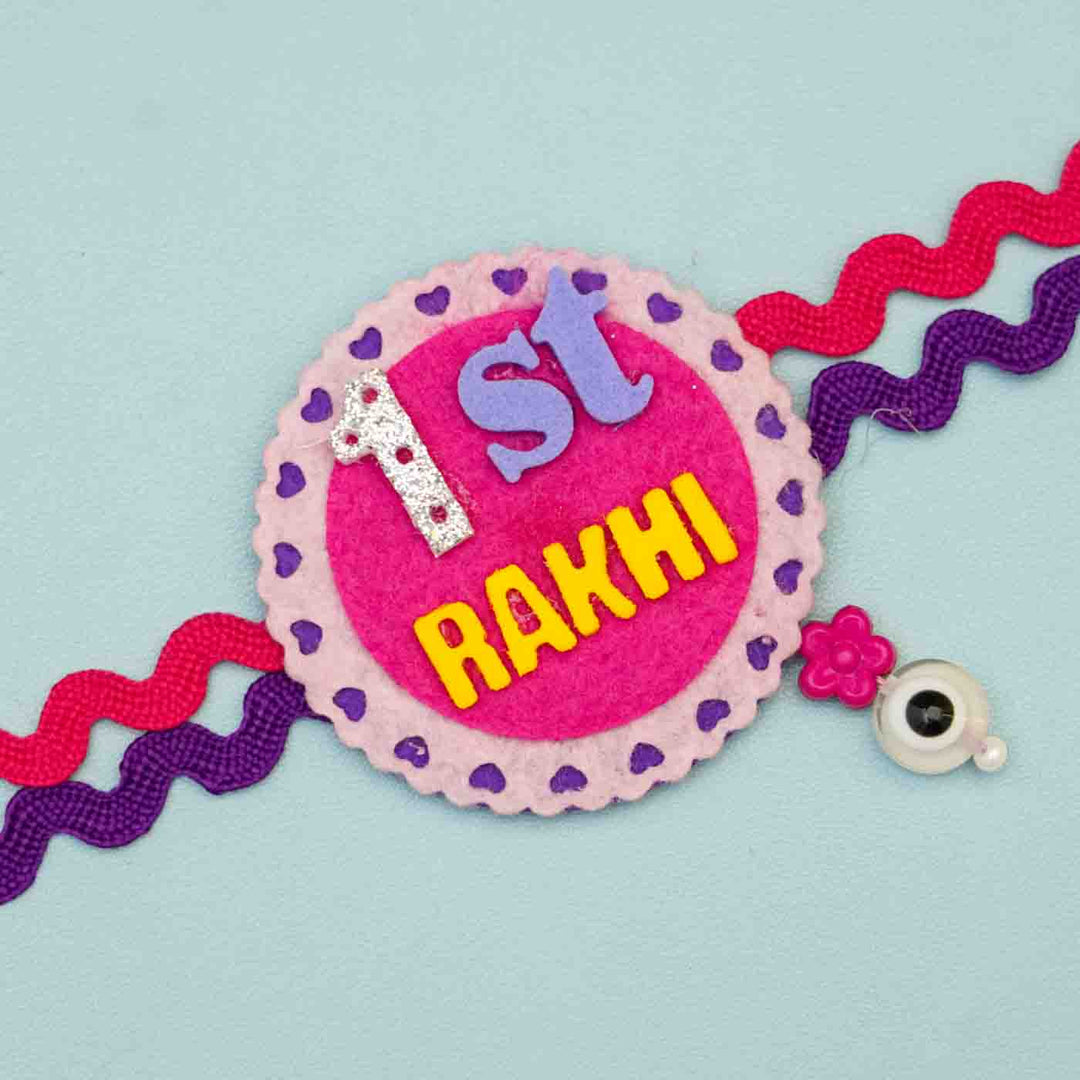 Personalized Handmade Koala Theme Felt Kids Rakhi & Name Plate Combo For Newborns | Set of 2