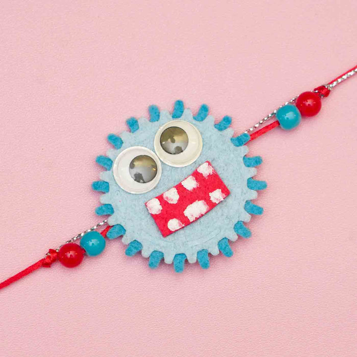 Handmade Monster Theme Felt Kids Rakhi With Roli Chawal