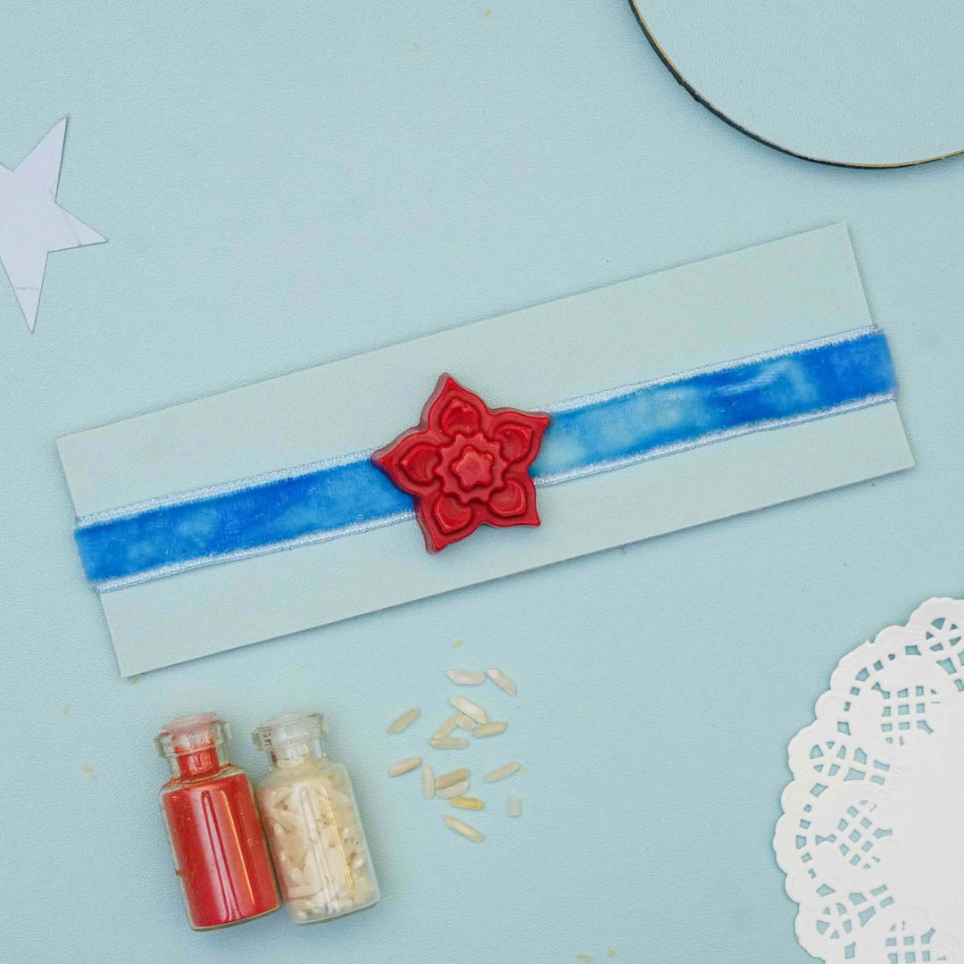 Handmade Flower Crayon Kids Rakhi With Roli Chawal