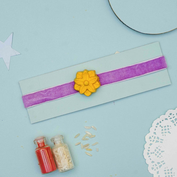 Handmade Flower Crayon Kids Rakhi With Roli Chawal