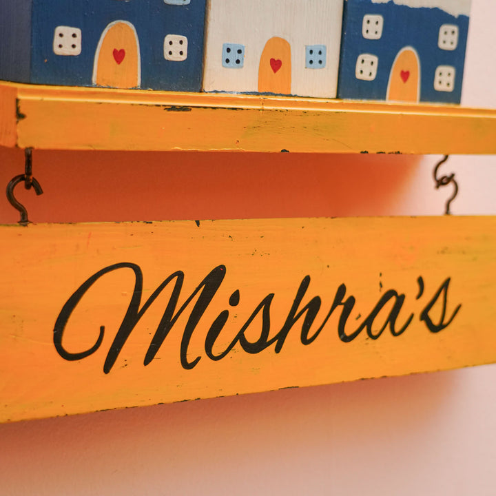 Personalized Santorini Miniature House Wooden Name Plate