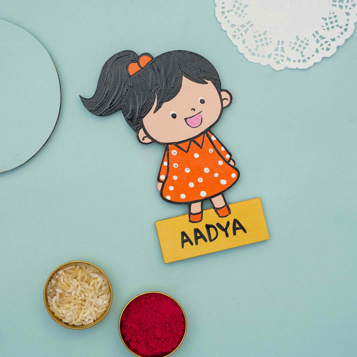 Personalized Hand-painted MDF Kiddo Magnets Rakhi Gift