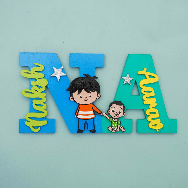 Personalized Hand-painted MDF Siblings Monogram Magnets Rakhi Gift