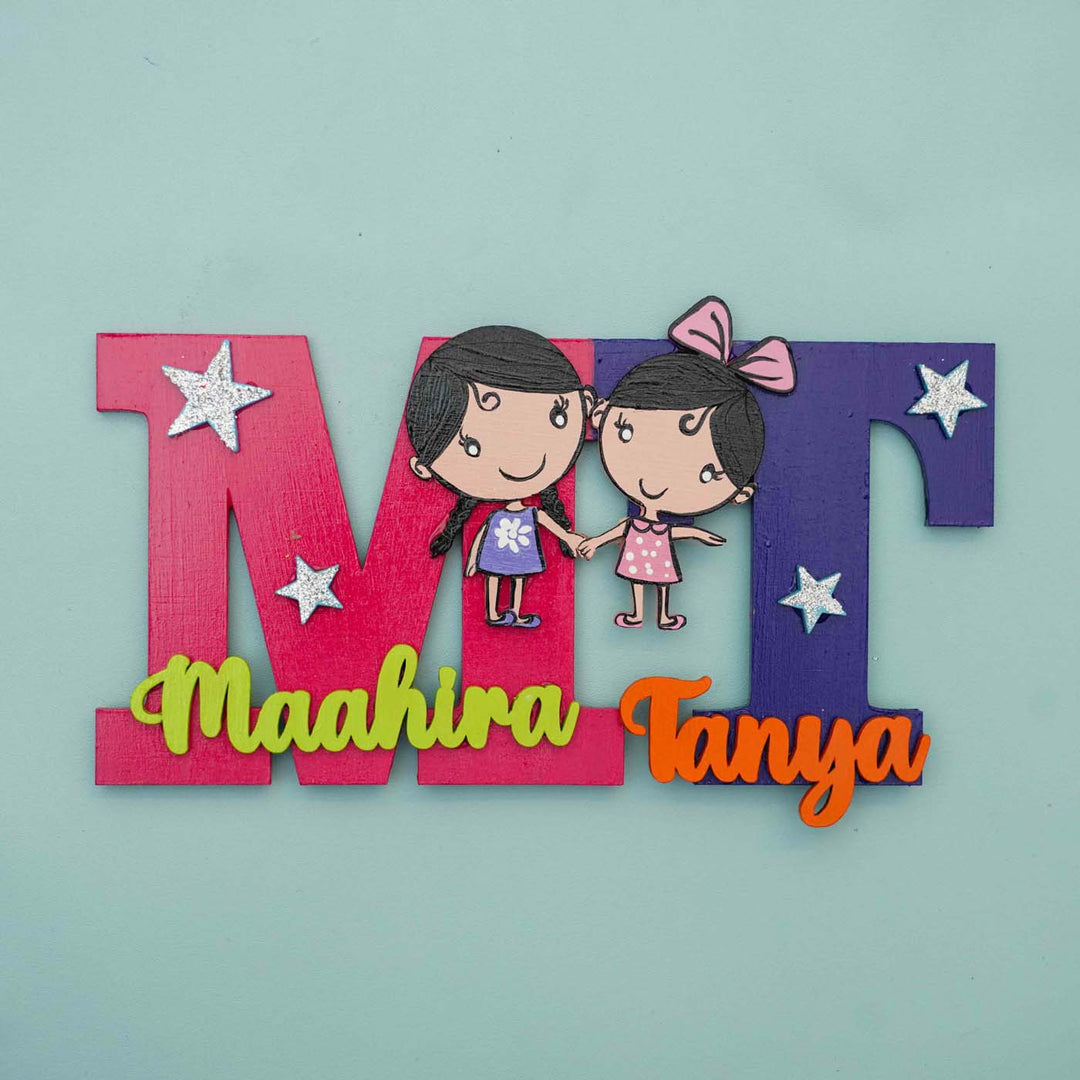 Personalized Hand-painted MDF Siblings Monogram Magnets Rakhi Gift