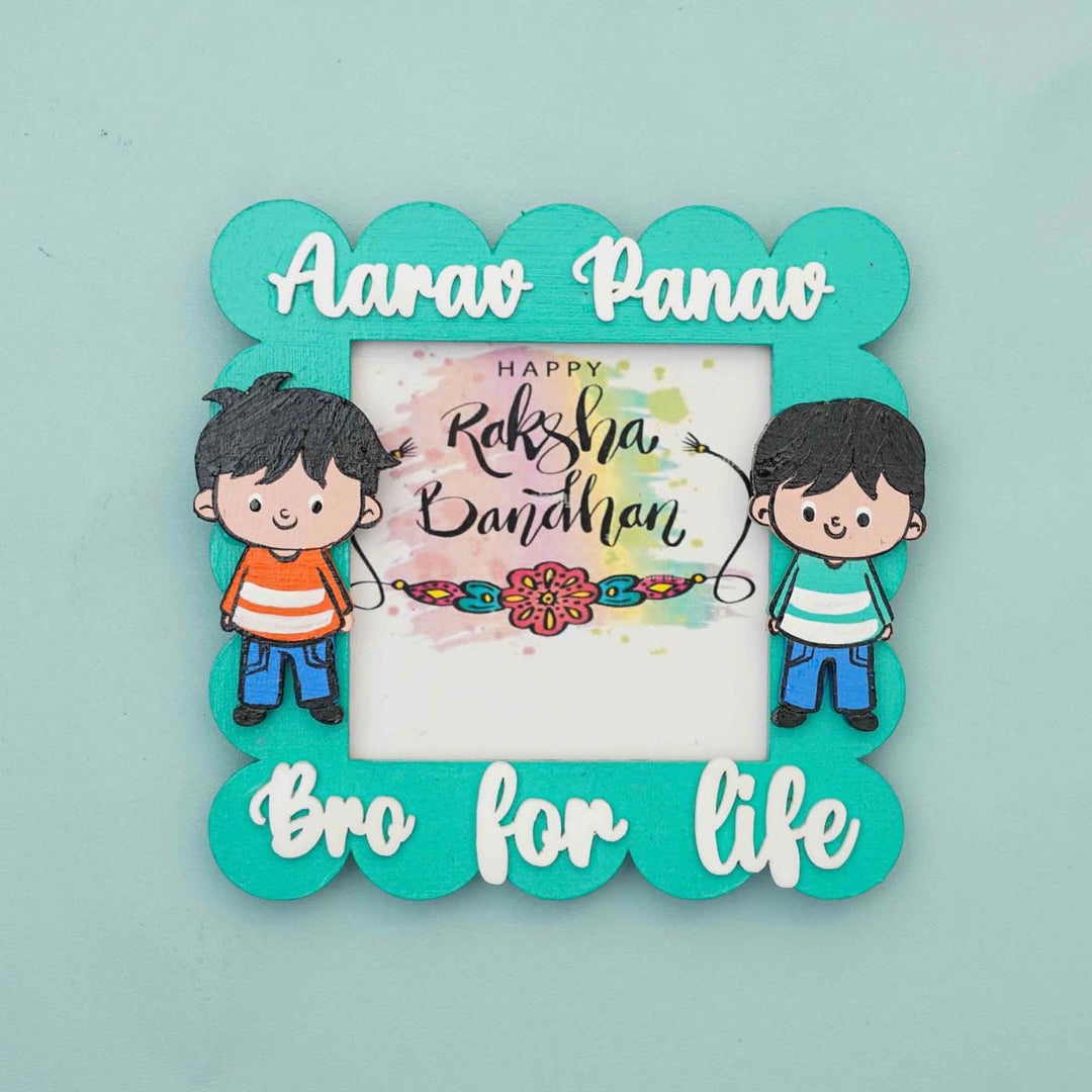 Personalized Hand-painted Pink MDF Polaroid Square Fridge Magnet Rakhi Gift For Siblings