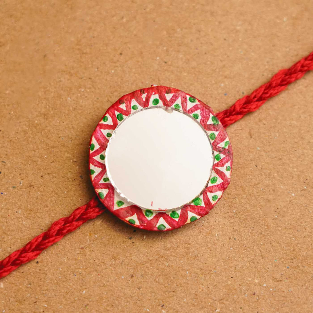 Handmade Ecofriendly Full Moon Recycled Paper Rakhi With Roli Chawal