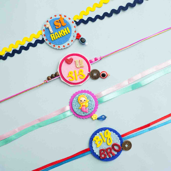 Handmade 1st Rakhi Felt Kids Pink Rakhi With Roli Chawal