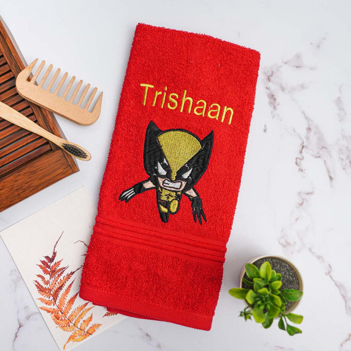 Personalized Embroidered Wolverine Design Cotton Hand Towel