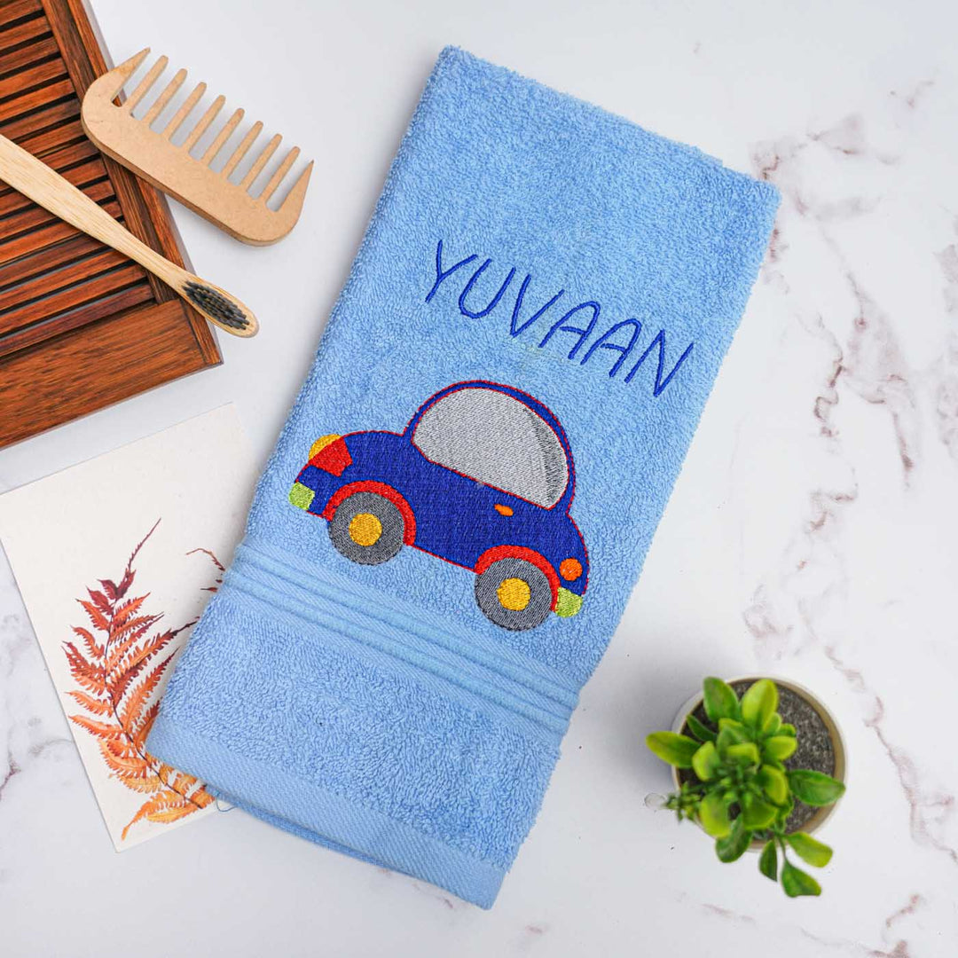 Personalized Embroidered Car Design Cotton Hand Towel