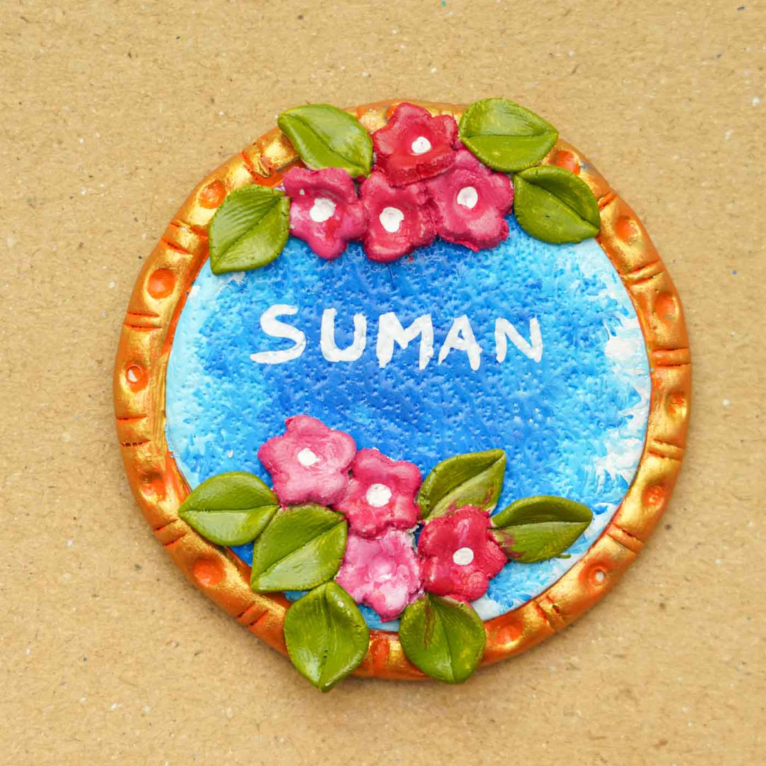 Personalized Handmade Floral Clay Fridge Magnet