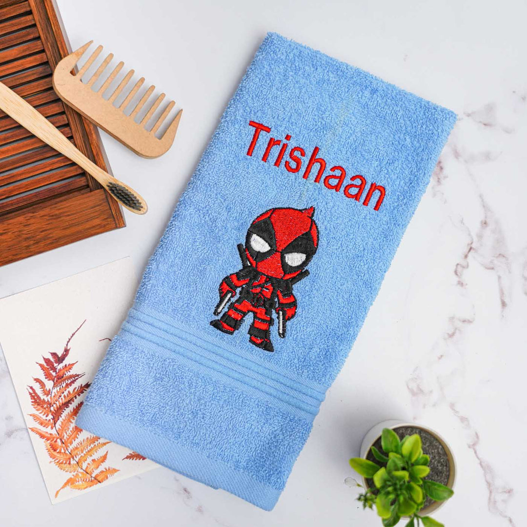 Personalized Embroidered Deadpool Design Cotton Hand Towel