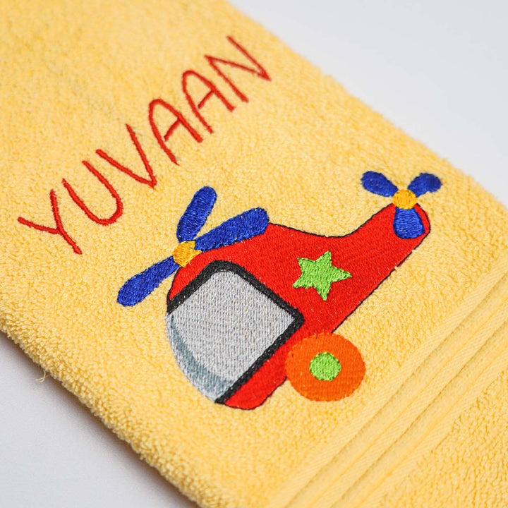 Personalized Embroidered Helicopter Design Cotton Hand Towel