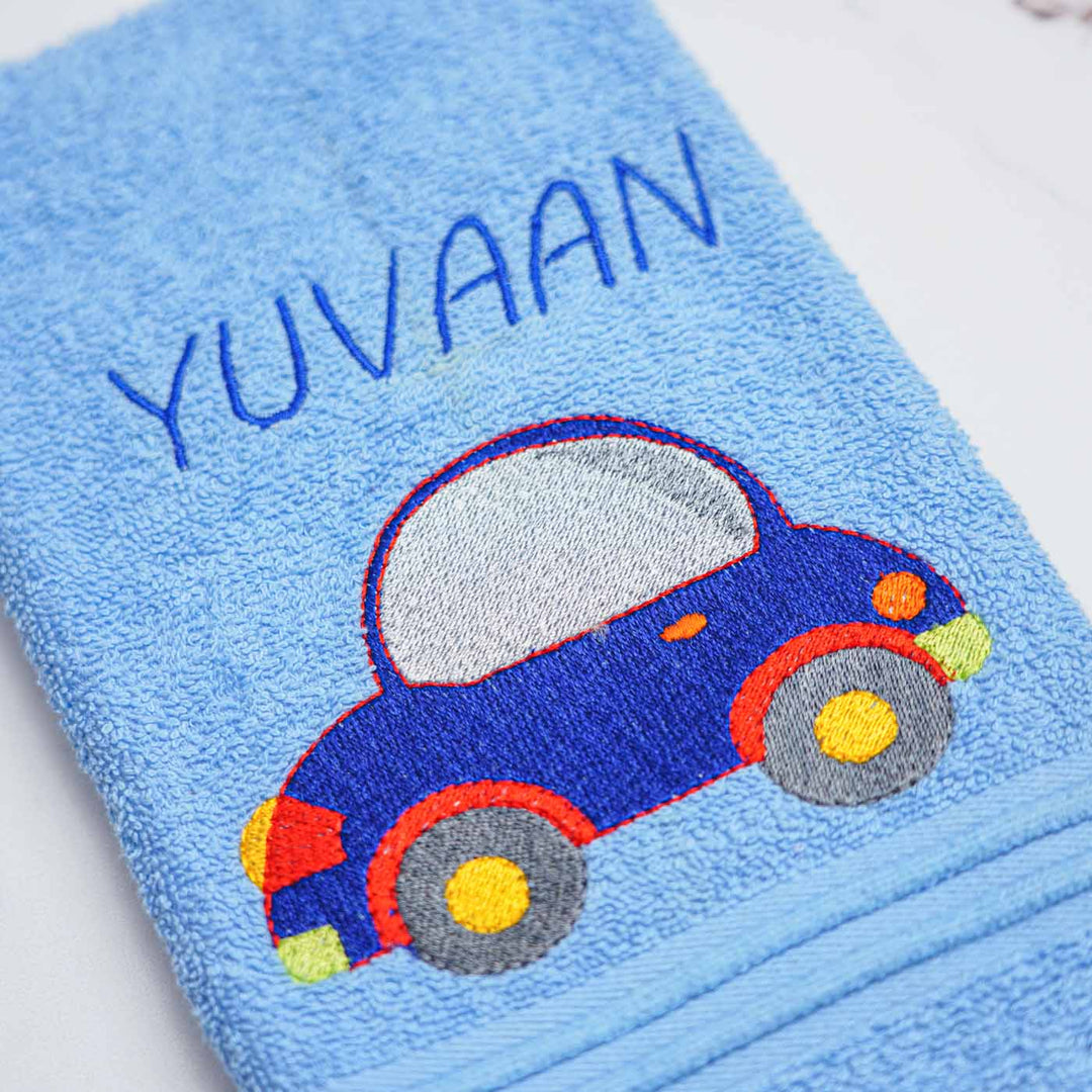 Personalized Embroidered Car Design Cotton Hand Towel