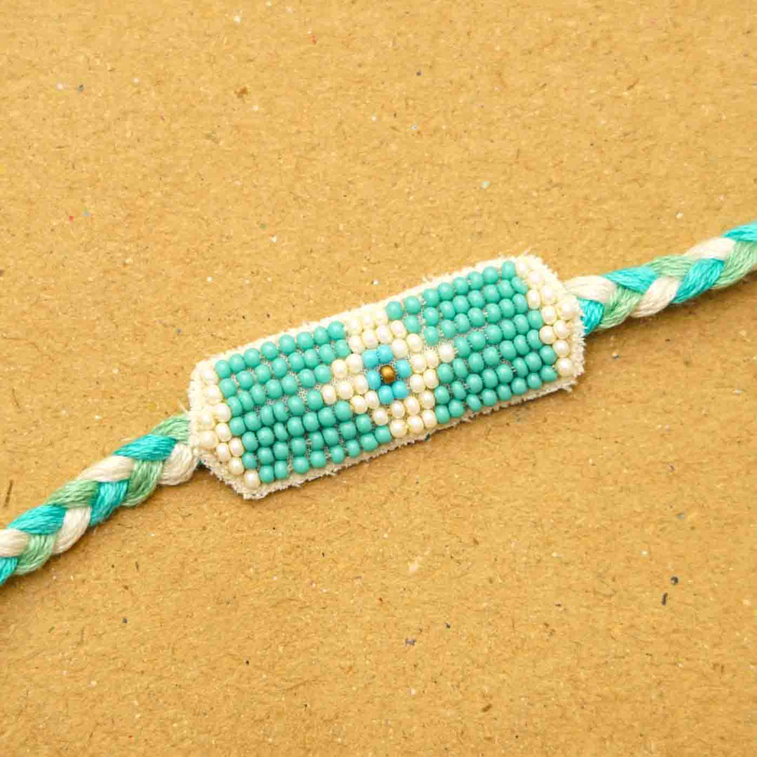 Reusable Beaded Evil Eye Rakhi With Roli Chawal