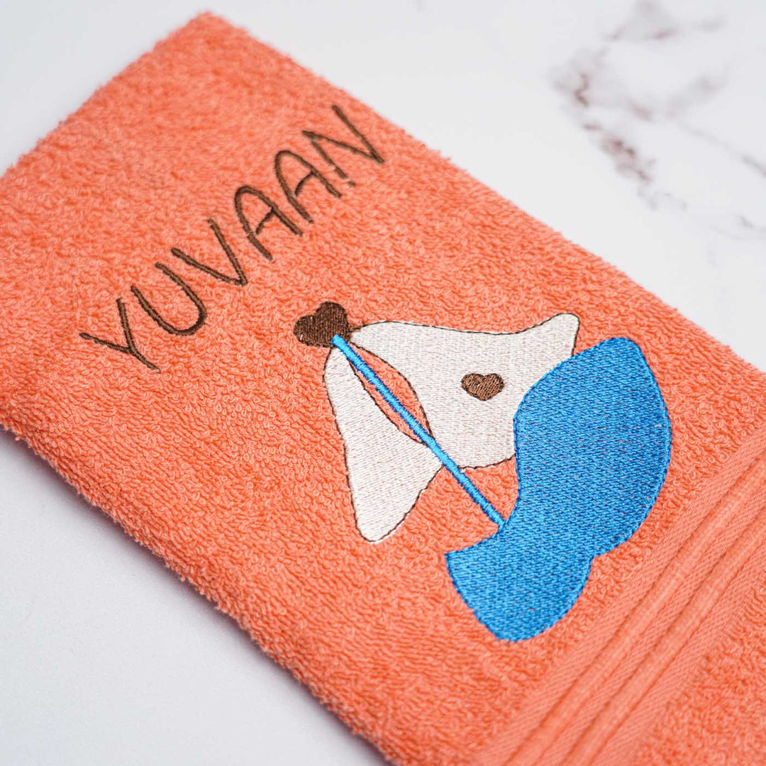 Personalized Embroidered Yatch Design Cotton Hand Towel