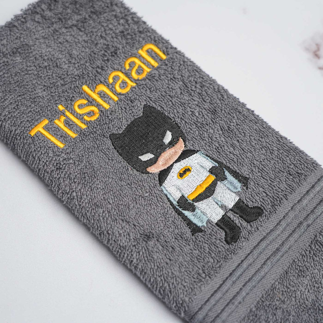 Personalized Embroidered Batman Design Cotton Hand Towel