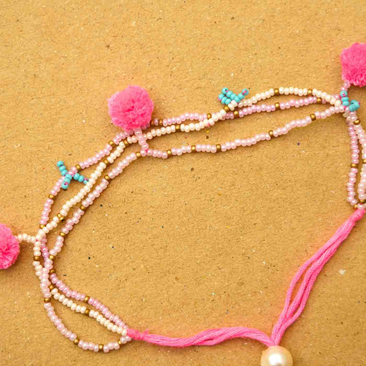 Reusable Beaded Tassel Lumba Rakhi for Bhabhi With Roli Chawal