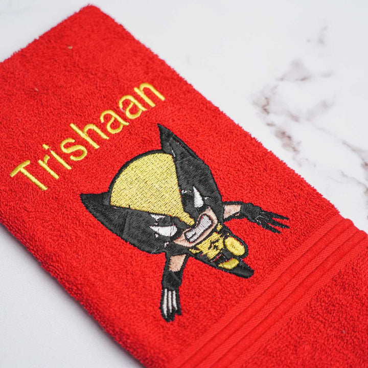 Personalized Embroidered Wolverine Design Cotton Hand Towel