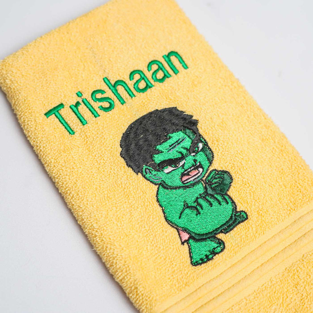 Personalized Embroidered Hulk Design Cotton Hand Towel