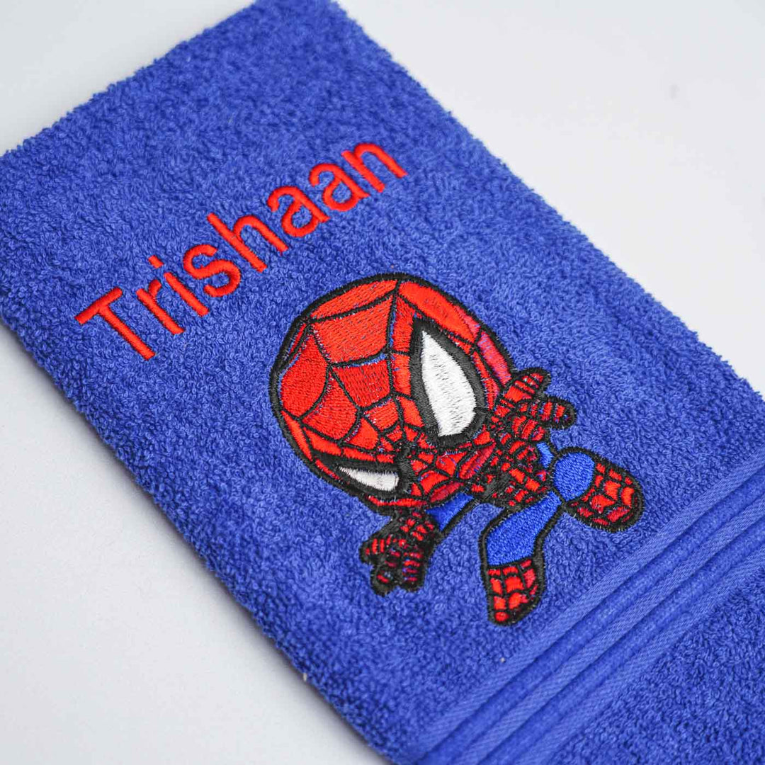 Personalized Embroidered Spiderman Design Cotton Hand Towel