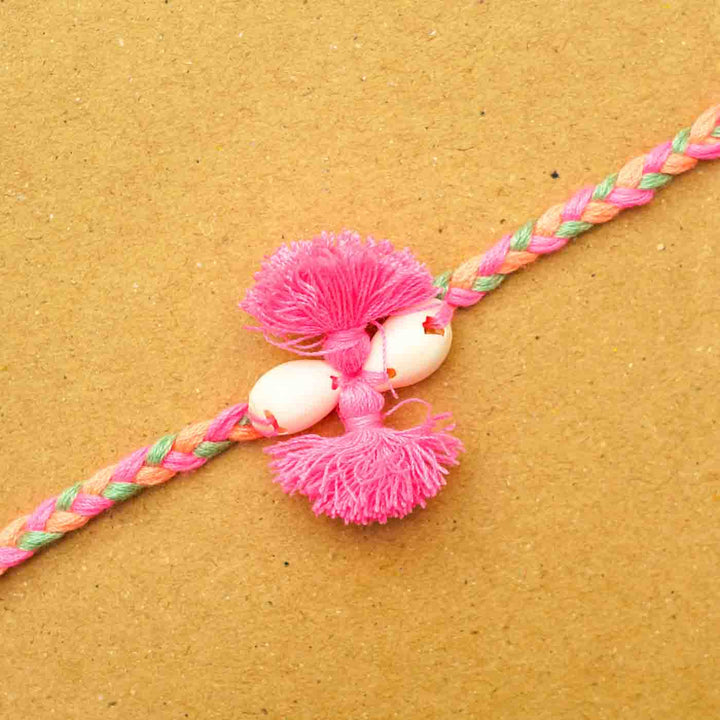 Reusable Beaded Tassel Rakhi With Roli Chawal