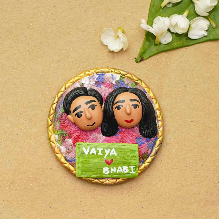 Photo Personalized Handmade Caricature Couple Clay Fridge Magnet