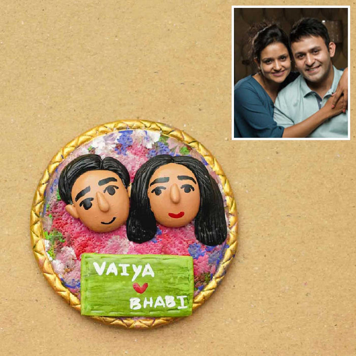 Photo Personalized Handmade Caricature Couple Clay Fridge Magnet