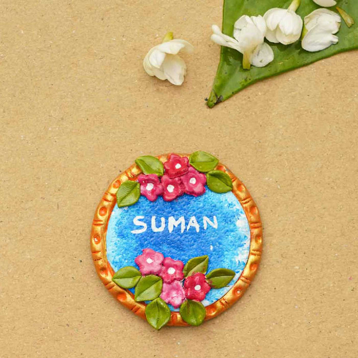 Personalized Handmade Floral Clay Fridge Magnet