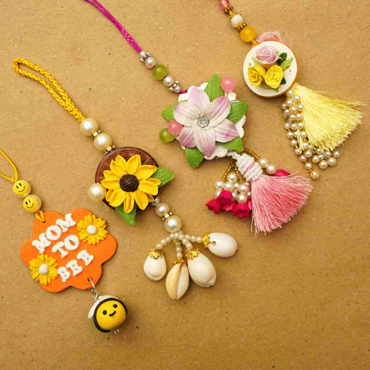 Handmade Sunflower Clay Bhaiya Bhabhi Rakhi With Chocolates & Roli Chawal | Set Of 2