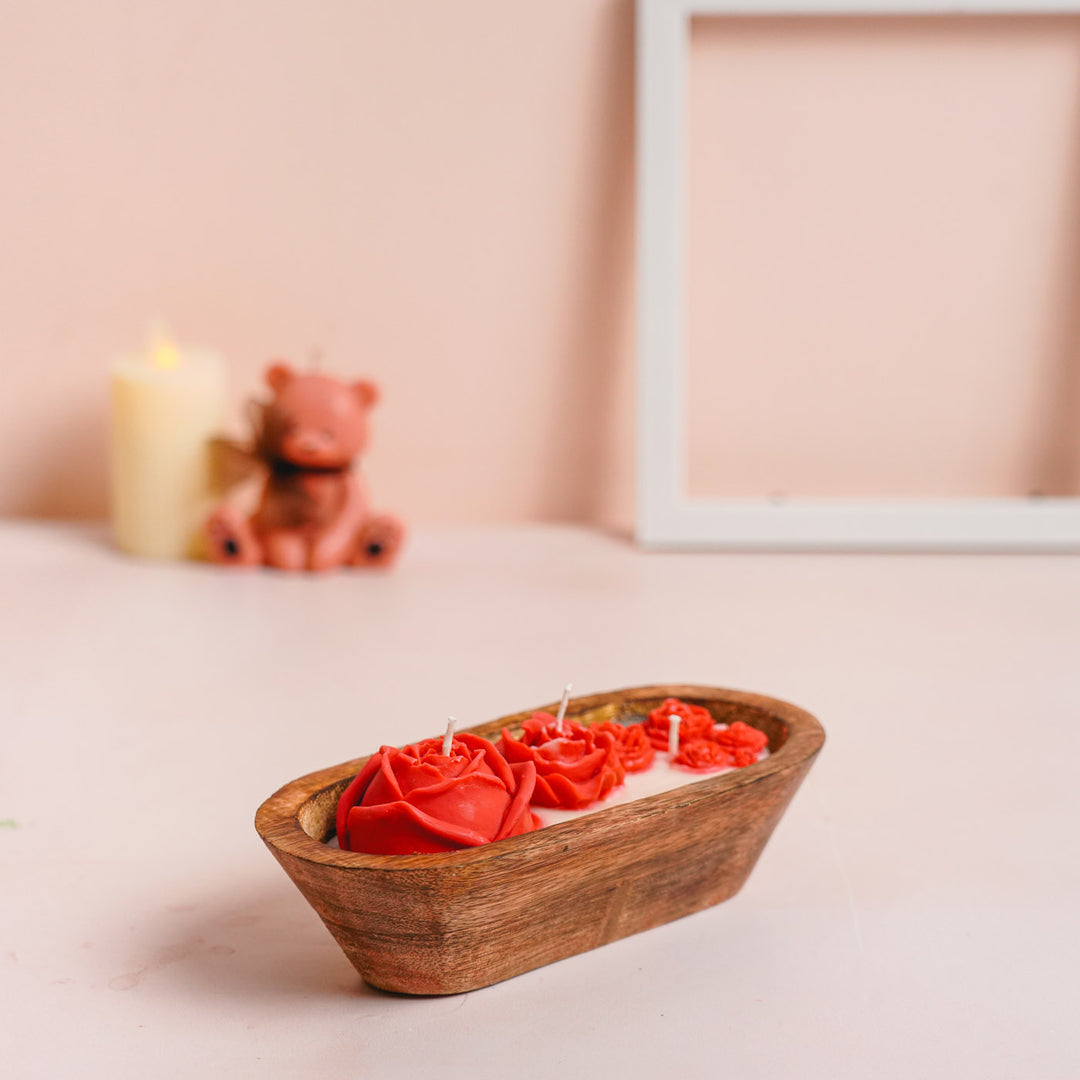 Handmade Red Rose Theme Soy Wax Candle