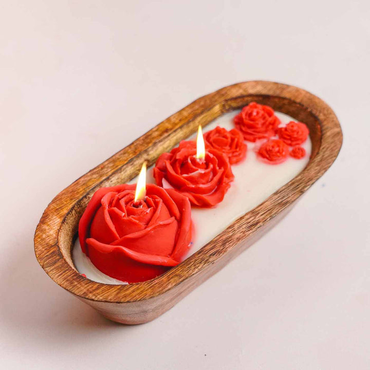 Handmade Red Rose Theme Soy Wax Candle