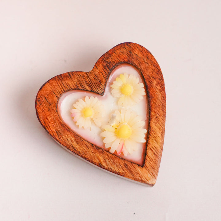 Handmade Floral Heart Shaped Soy Wax Candle