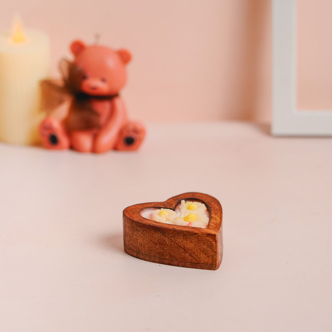 Handmade Floral Heart Shaped Soy Wax Candle