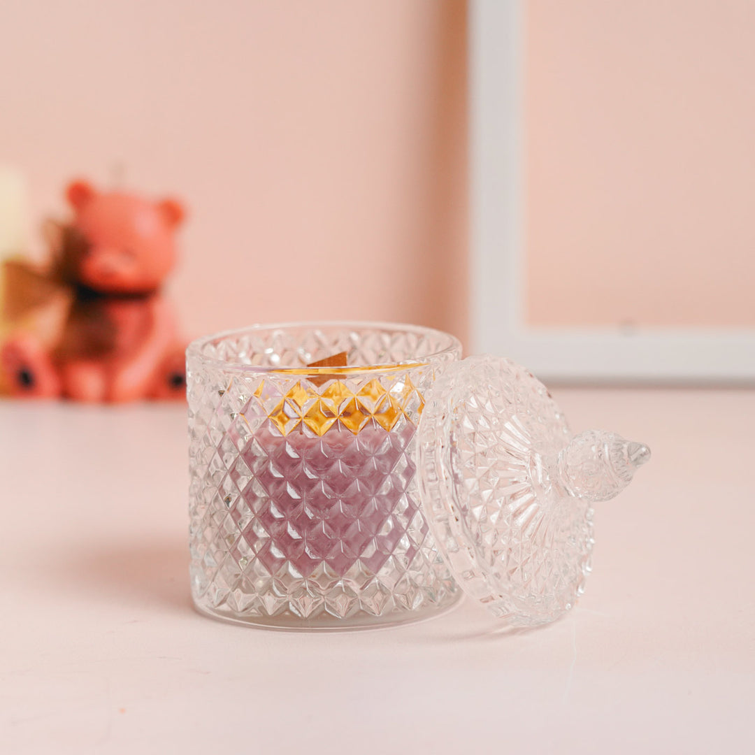 Handmade Red Floral Crystal Jar Soy Wax Candle | 250 ML