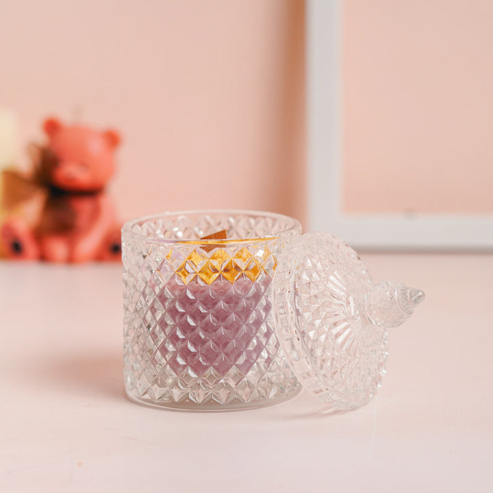 Handmade Red Floral Crystal Jar Soy Wax Candle | 250 ML