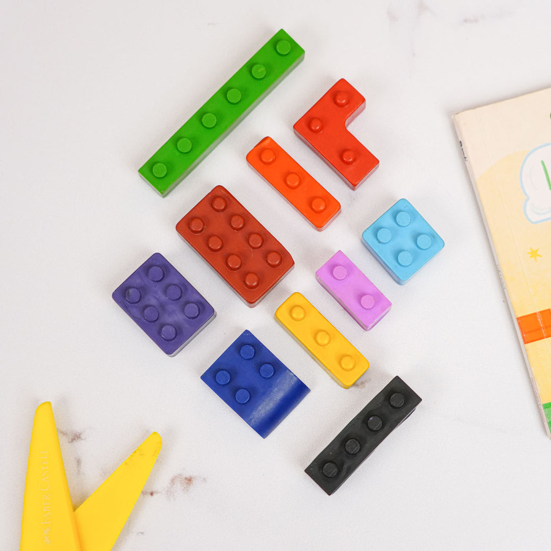 Handmade Assorted Lego Theme Wax Crayons | Set Of 10