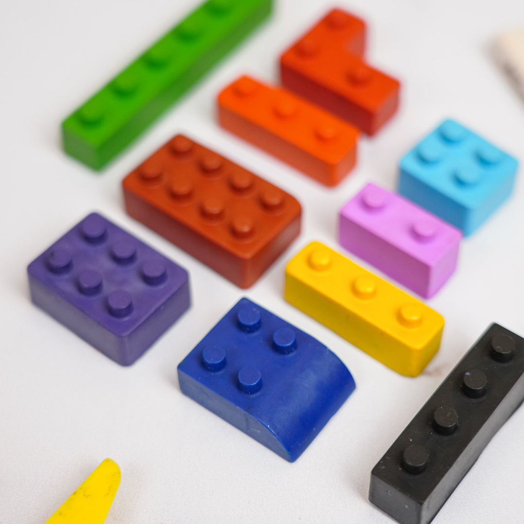 Handmade Assorted Lego Theme Wax Crayons | Set Of 10