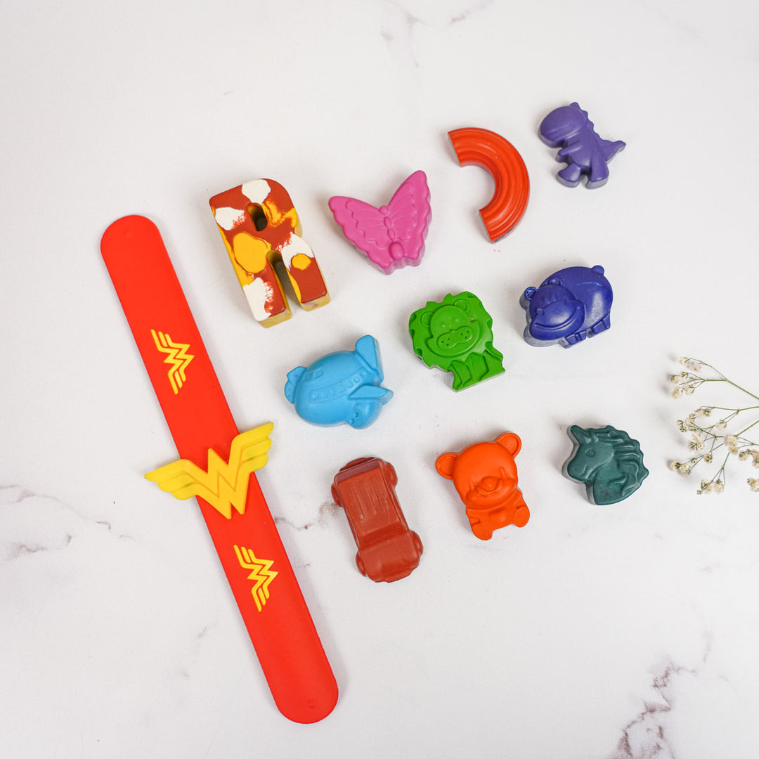 Personalized Assorted Shape Wax Crayons With Strap Band | Set Of 11