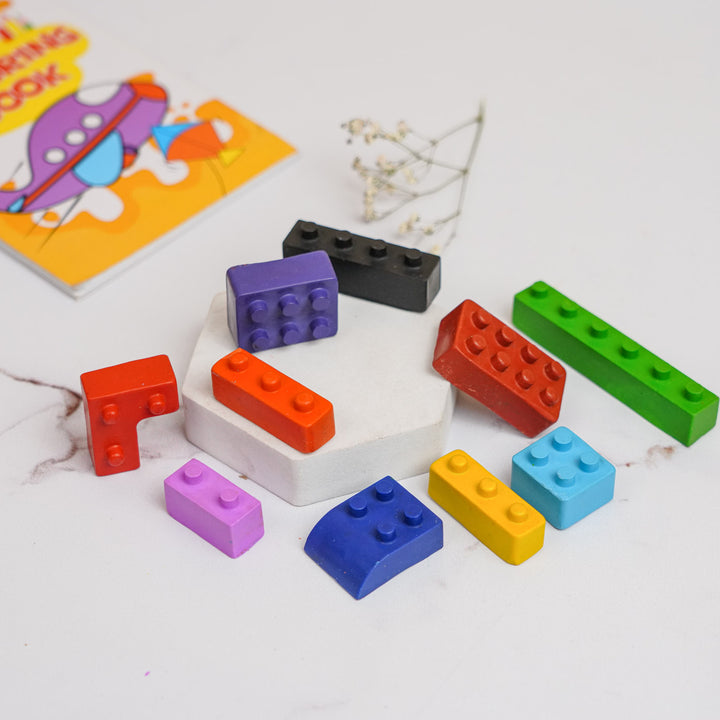 Handmade Assorted Lego Theme Wax Crayons | Set Of 10