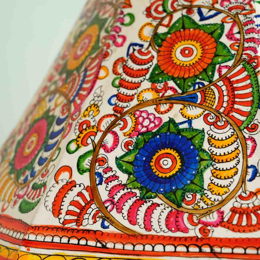 Multicolor Floral Hand Painted Tholu Bommalata Lamp Shade | 16 inches