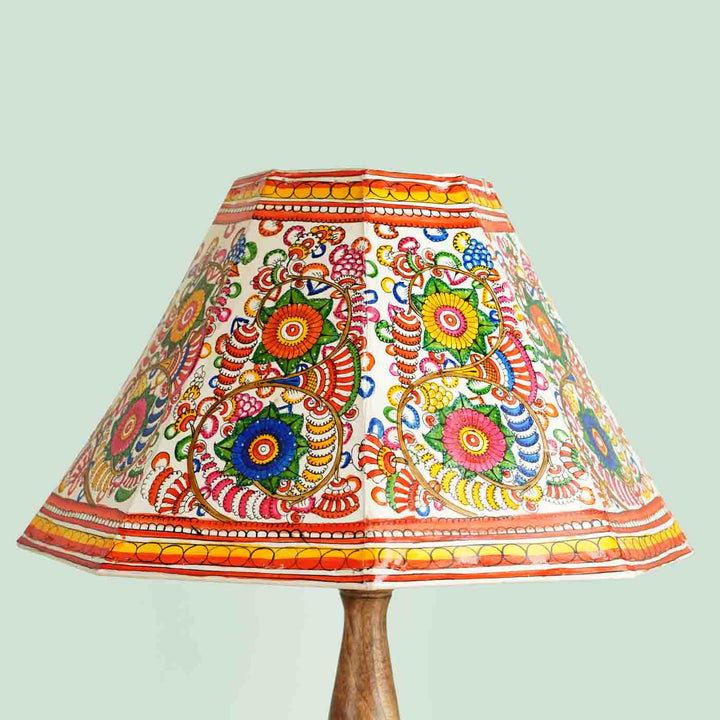 Multicolor Floral Hand Painted Tholu Bommalata Lamp Shade | 16 inches