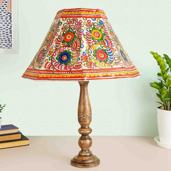 Multicolor Floral Hand Painted Tholu Bommalata Lamp Shade | 16 inches