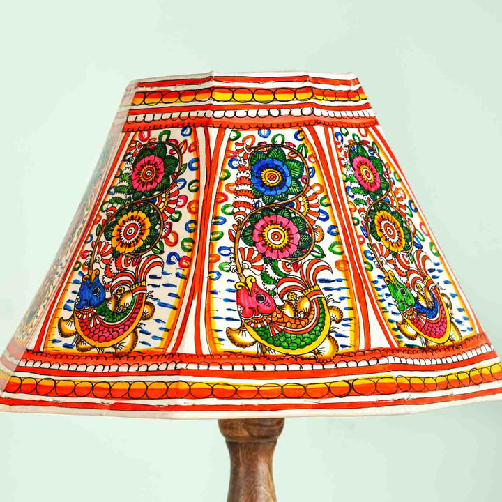 Floral Fish Hand Painted Tholu Bommalata Lamp Shade | 10 inches