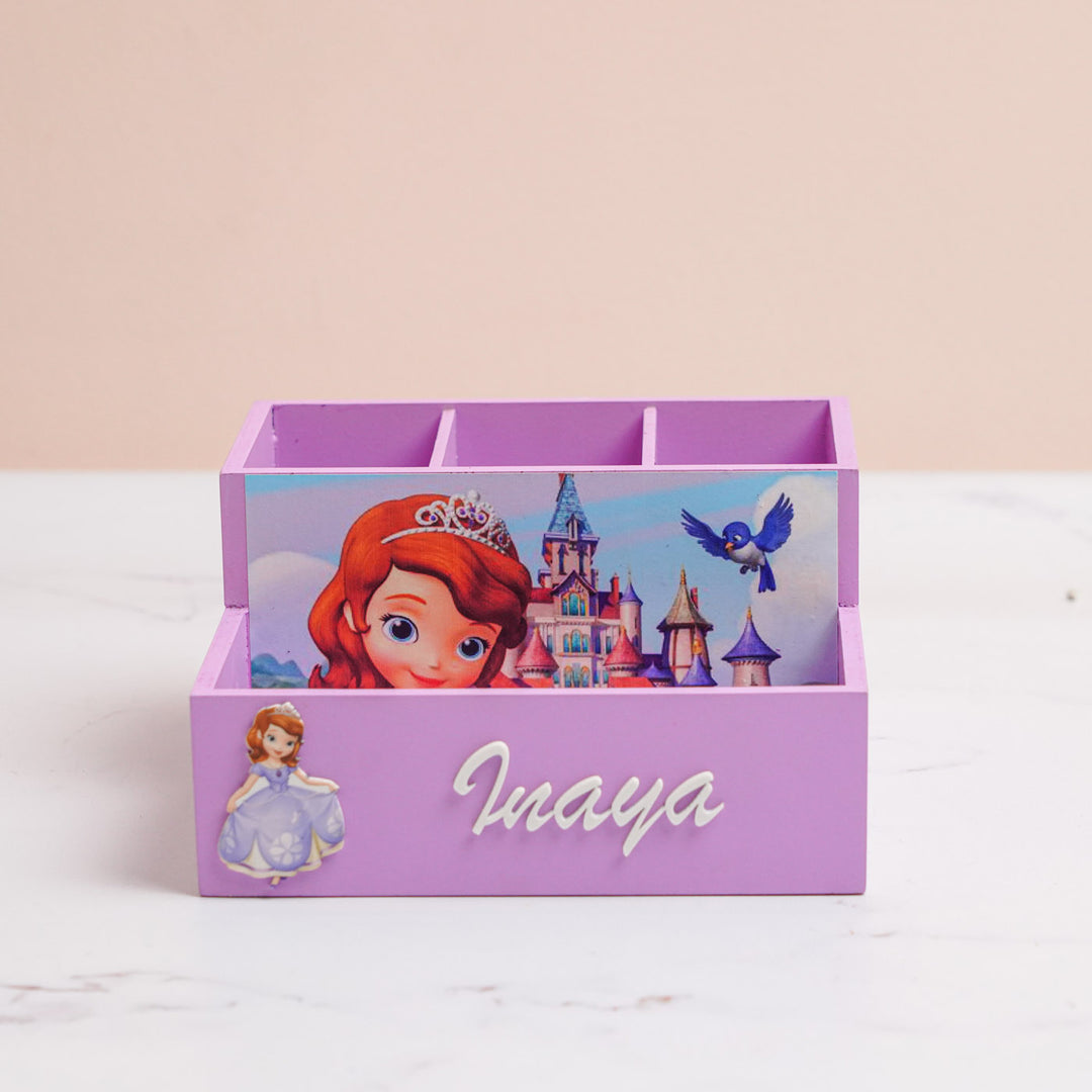 Personalized Princess Theme Mdf Wood Stationery Organizer For Kids