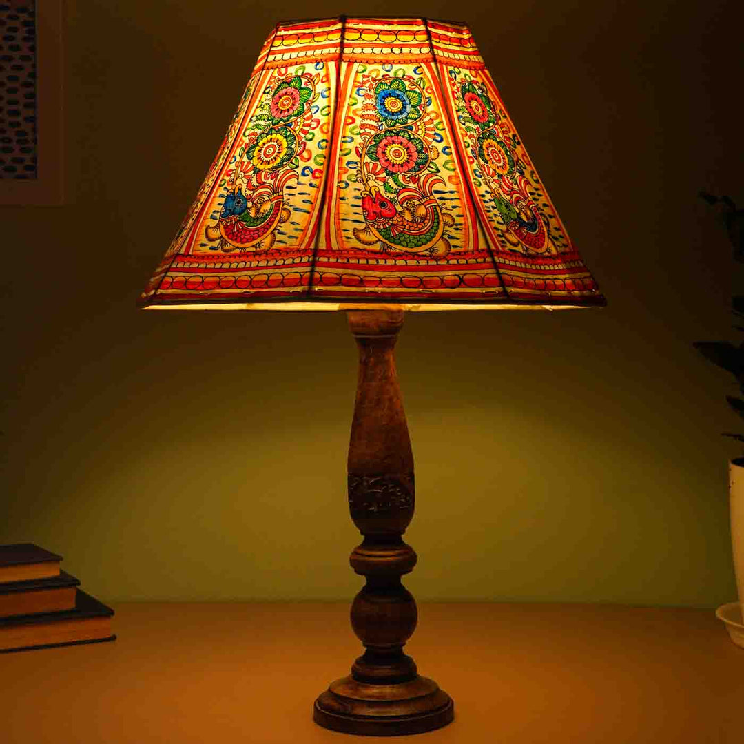 Floral Fish Hand Painted Tholu Bommalata Lamp Shade | 10 inches