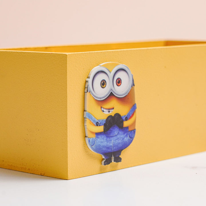 Personalized Minion Theme Mdf Wood Stationery Organizer For Kids