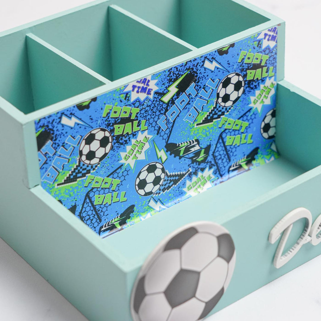 Personalized Football Theme Mdf Wood Stationery Organizer For Kids