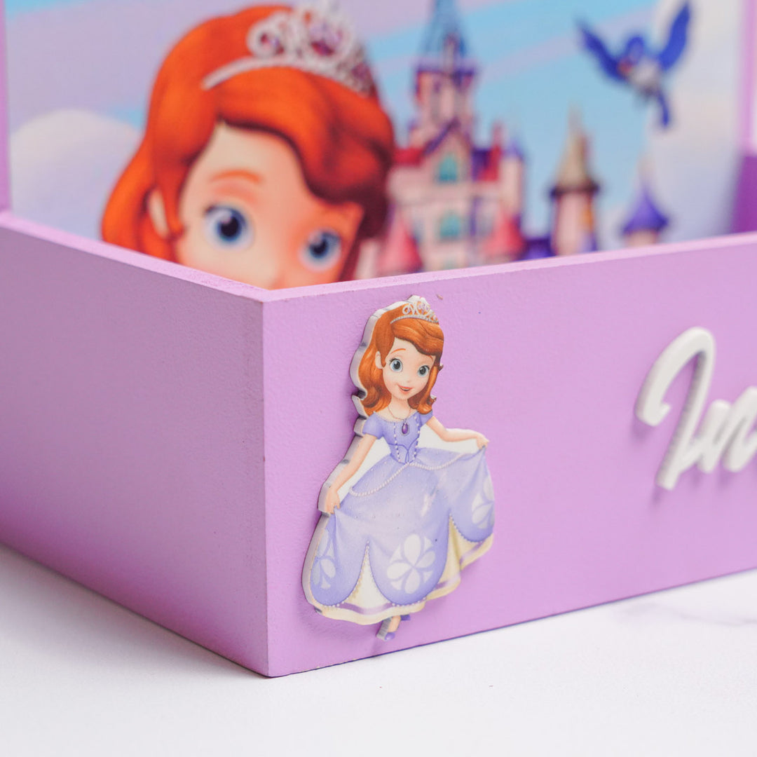 Personalized Princess Theme Mdf Wood Stationery Organizer For Kids