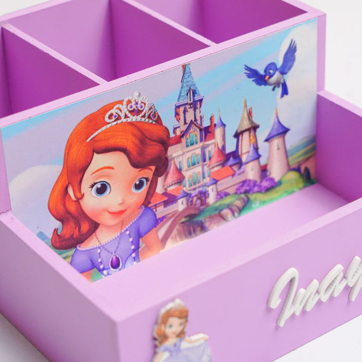 Personalized Princess Theme Mdf Wood Stationery Organizer For Kids